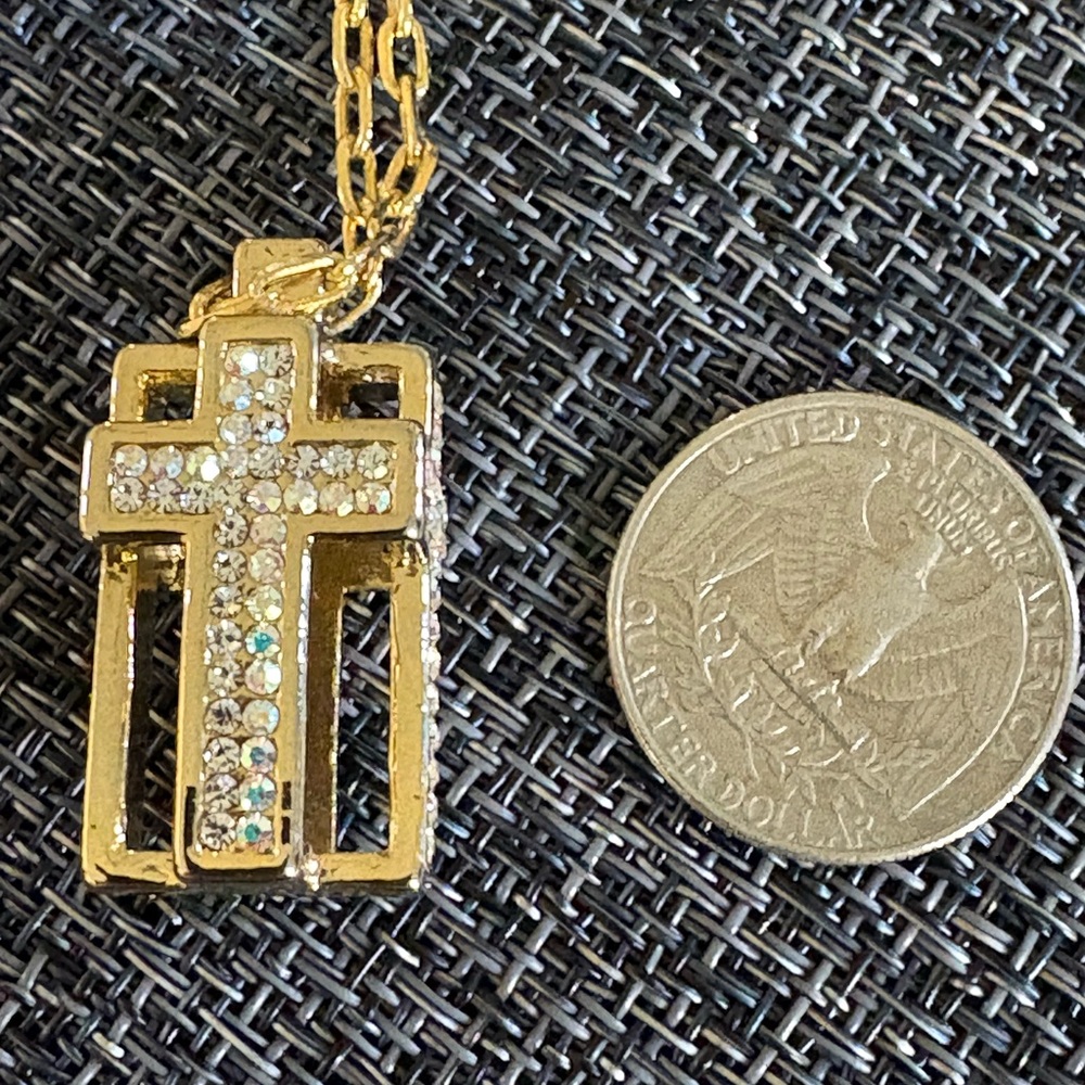 Gold Crystal Cross Necklace
